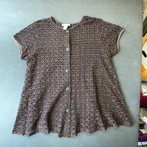 Blairsport, multicolor open knit top 2X